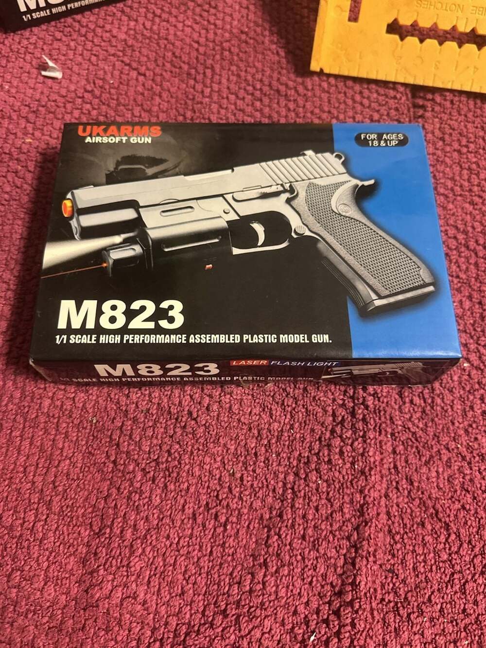UKARMS M823 Airsoft Pistol 1/1 Scale Plastic Model Gun with Laser and Flashlight